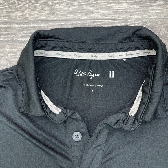 Walter Hagen Polo Shirt Mens Large Black Gray 11 Majors Performance Golf Stretch - Picture 3 of 15